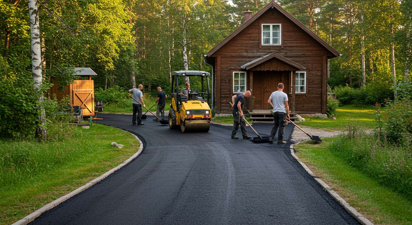 Асфальтированные дорожки на даче Асфальтированные дорожки на даче