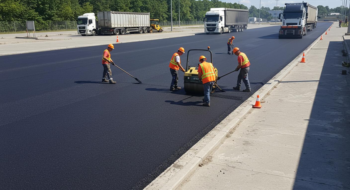 Асфальтирование площадок для грузовиков