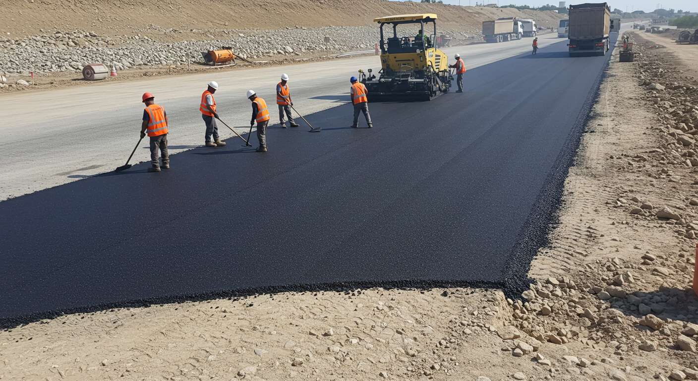 Асфальтированная площадка для грузовиков Асфальтированная площадка для грузовиков