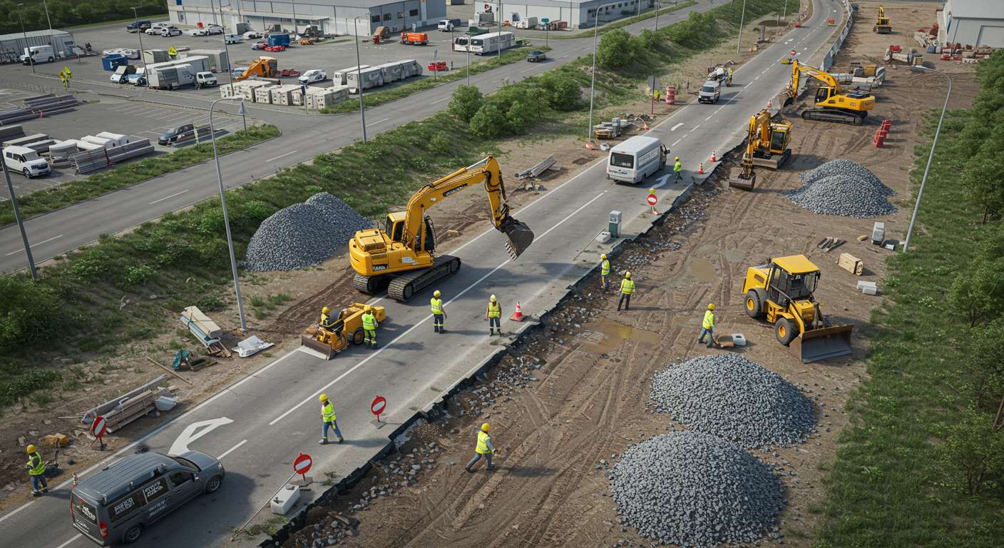 Дорога в промышленном парке