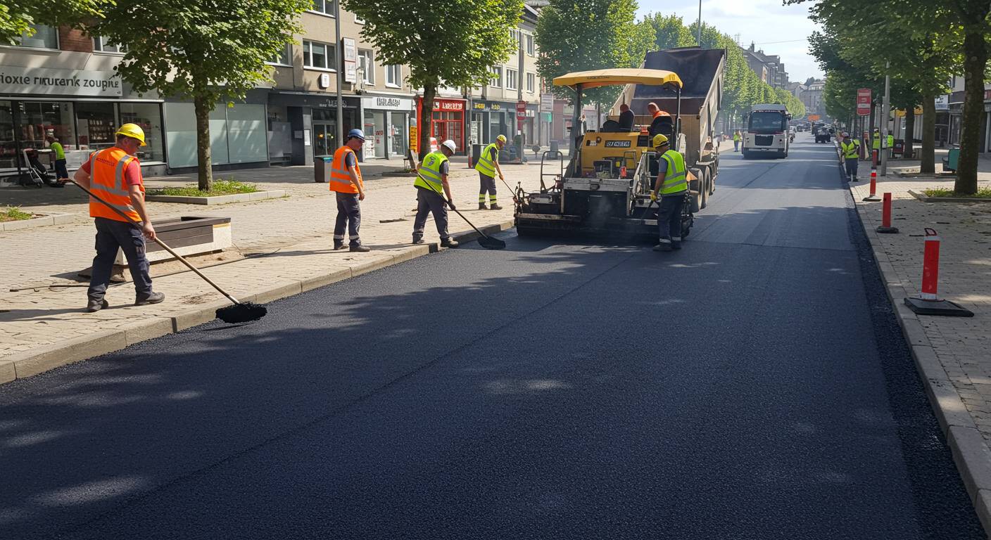 Асфальтирование дорог городского назначения для пешеходных зон