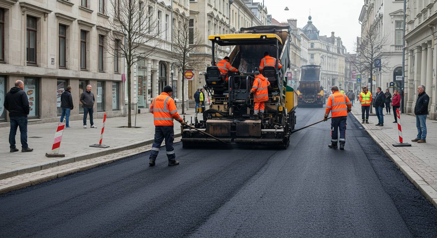 Асфальтирование городской пешеходной улицы