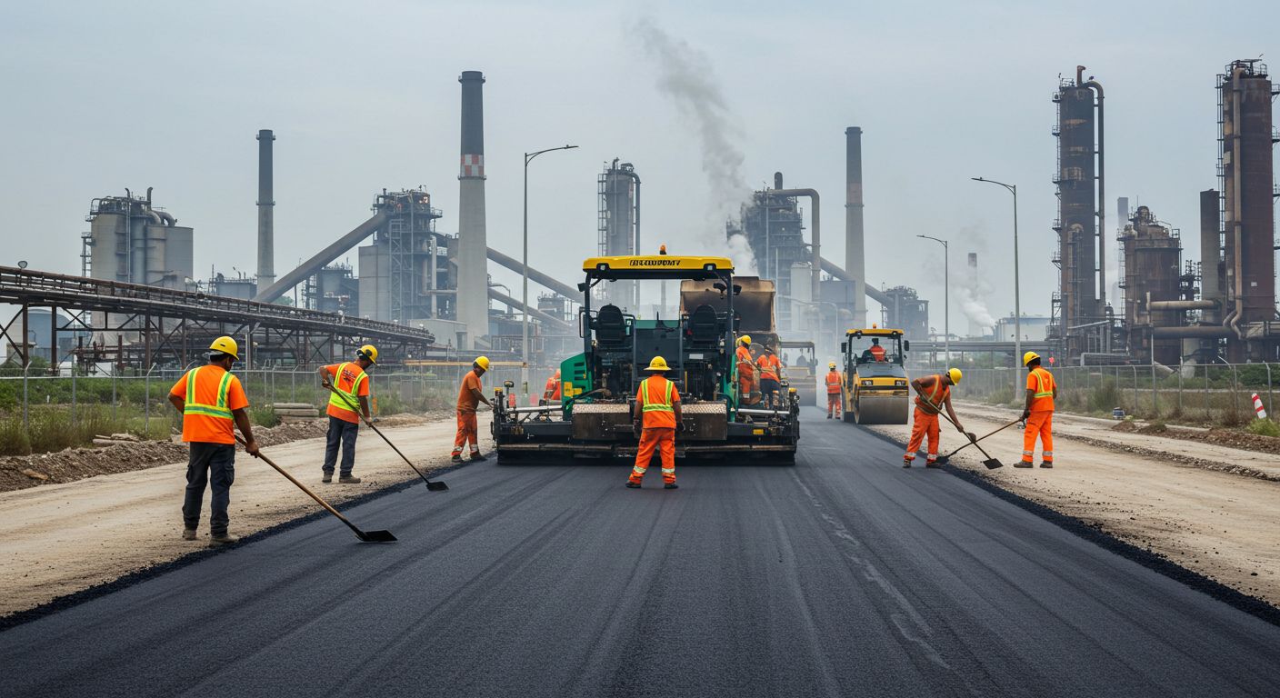 Асфальтирование дорог для промышленных объектов на заводских территориях