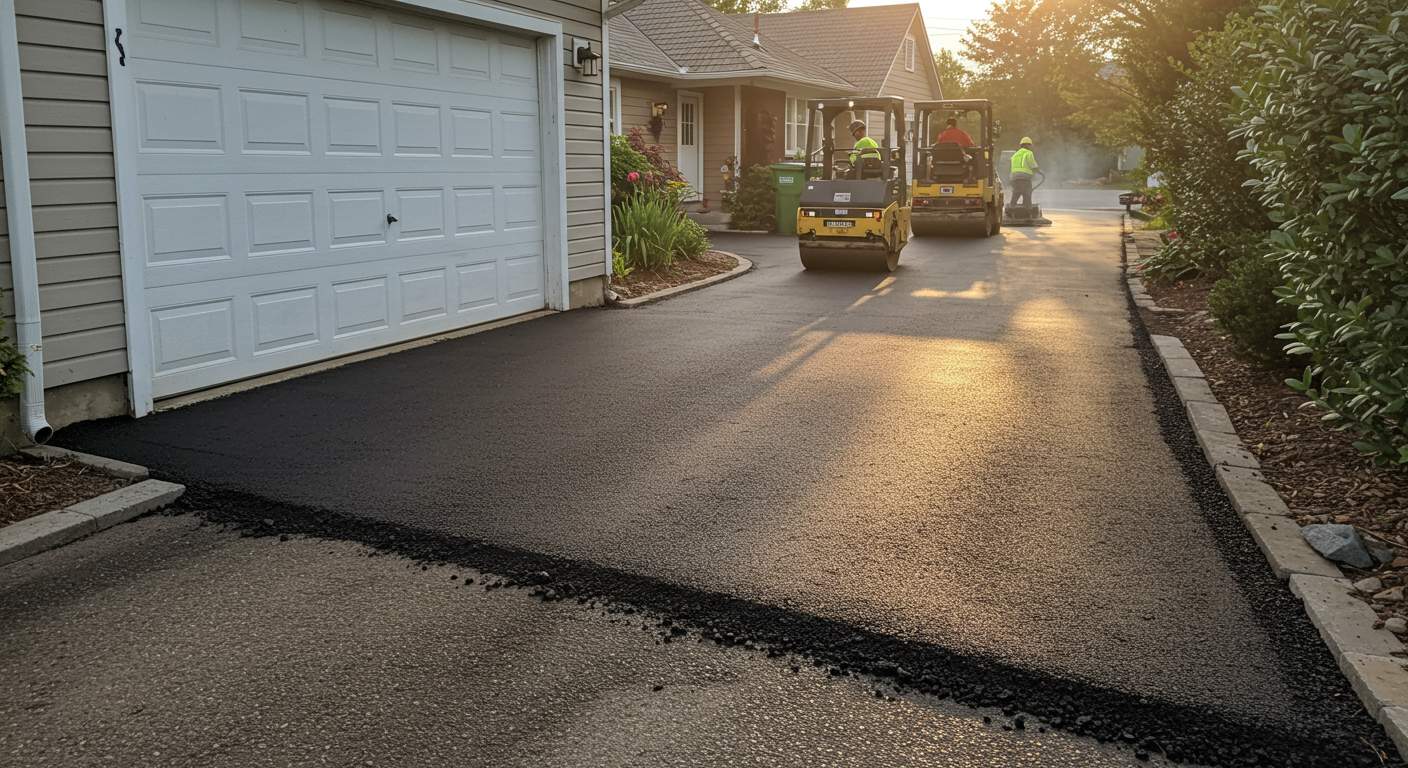 Асфальтирование перед въездом в гараж