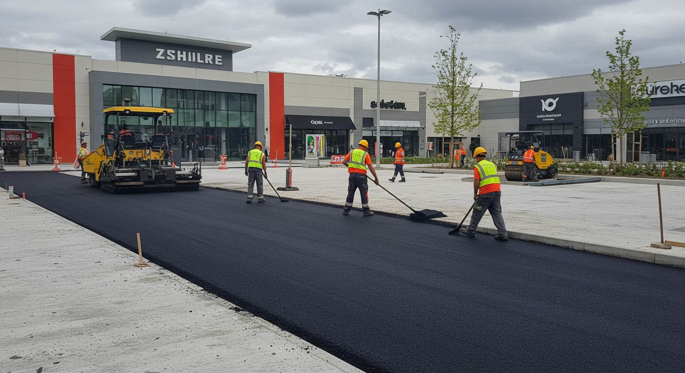 Асфальтирование парковки торгового центра