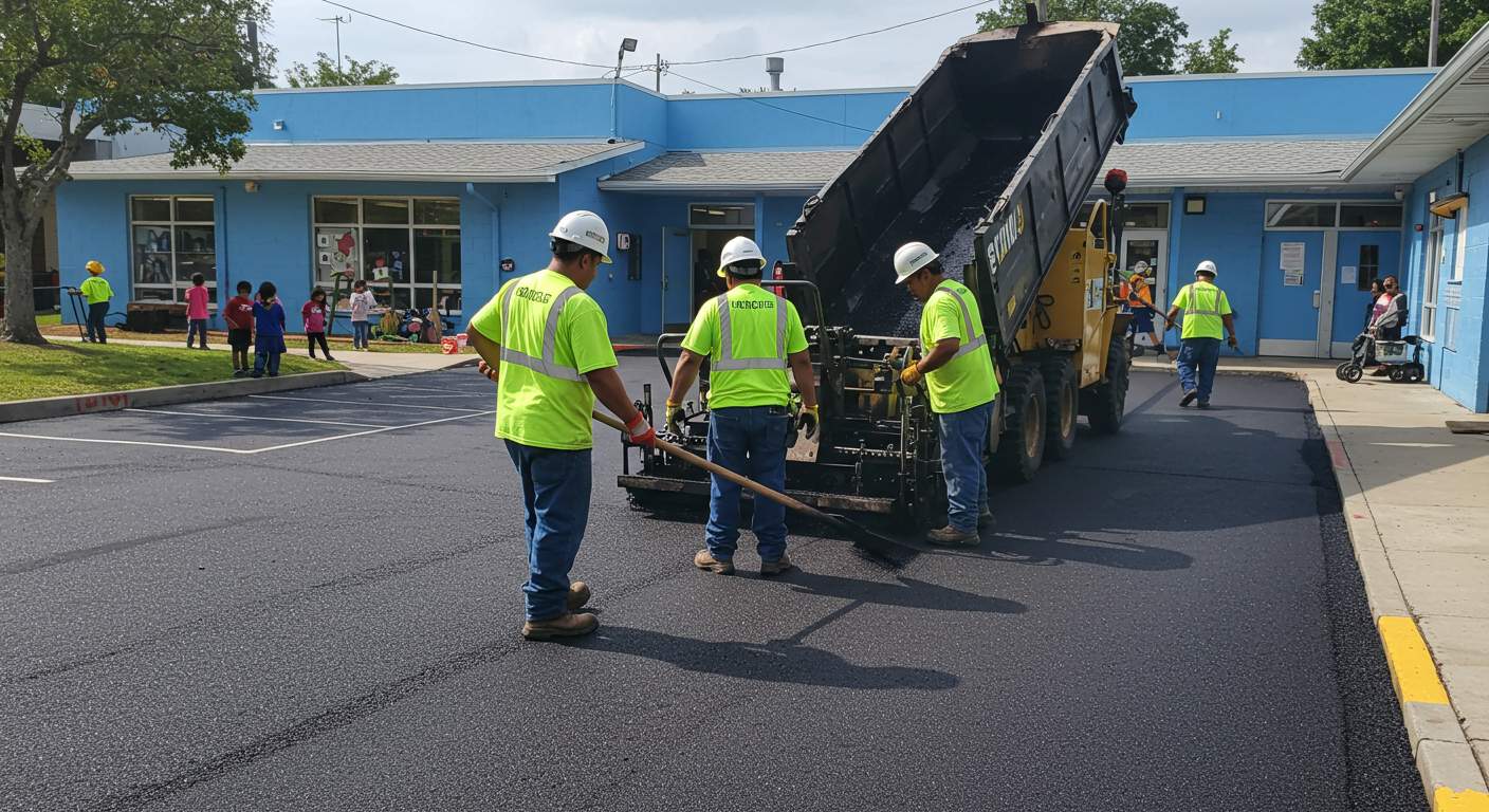 Асфальтирование проезда около школы