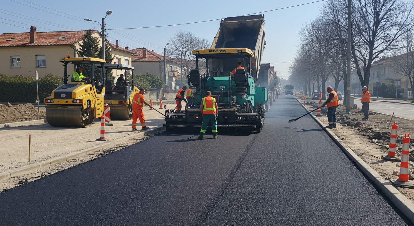 Устройство новых асфальтовых дорог