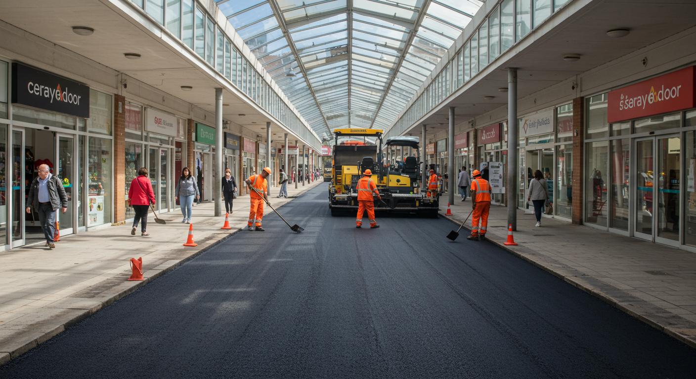 Асфальтирование территорий возле торговых рядов