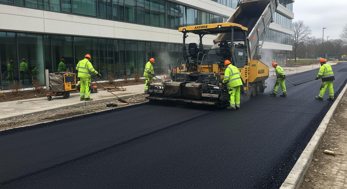 Асфальтирование около офисных помещений