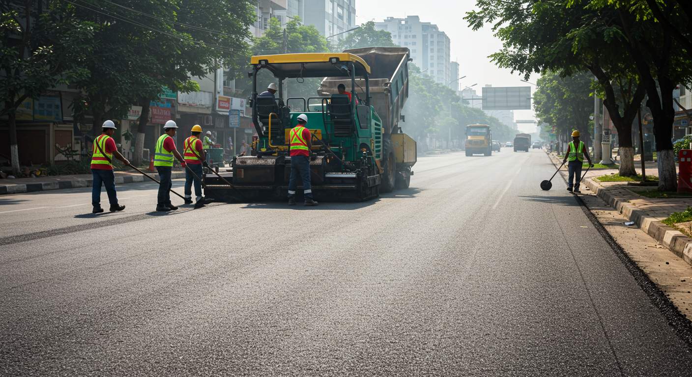 Асфальтирование дорог городских магистралей центральных улиц