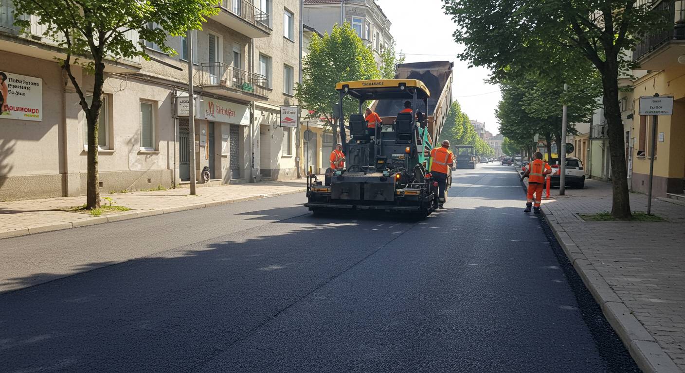 Асфальтирование городской улицы средней протяженности