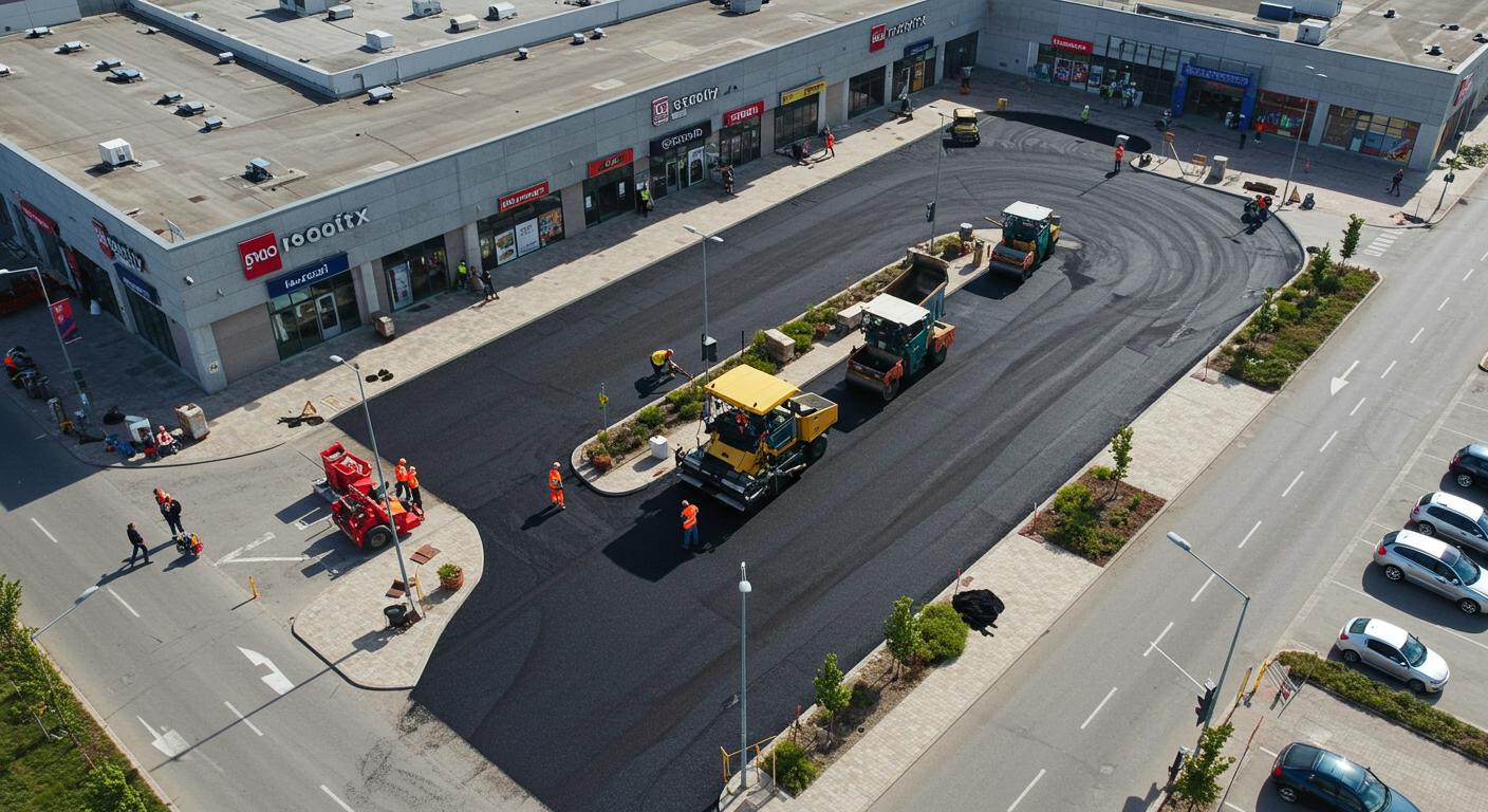 Асфальтирование территории около ТРЦ