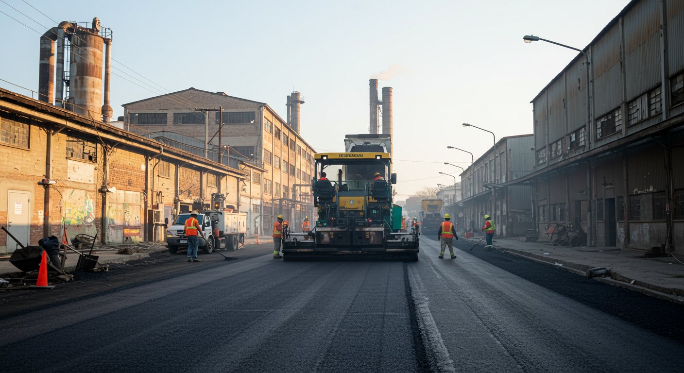 Асфальтирование территории около производственного здания