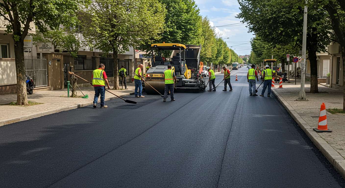 Водостойкий асфальт на городской улице