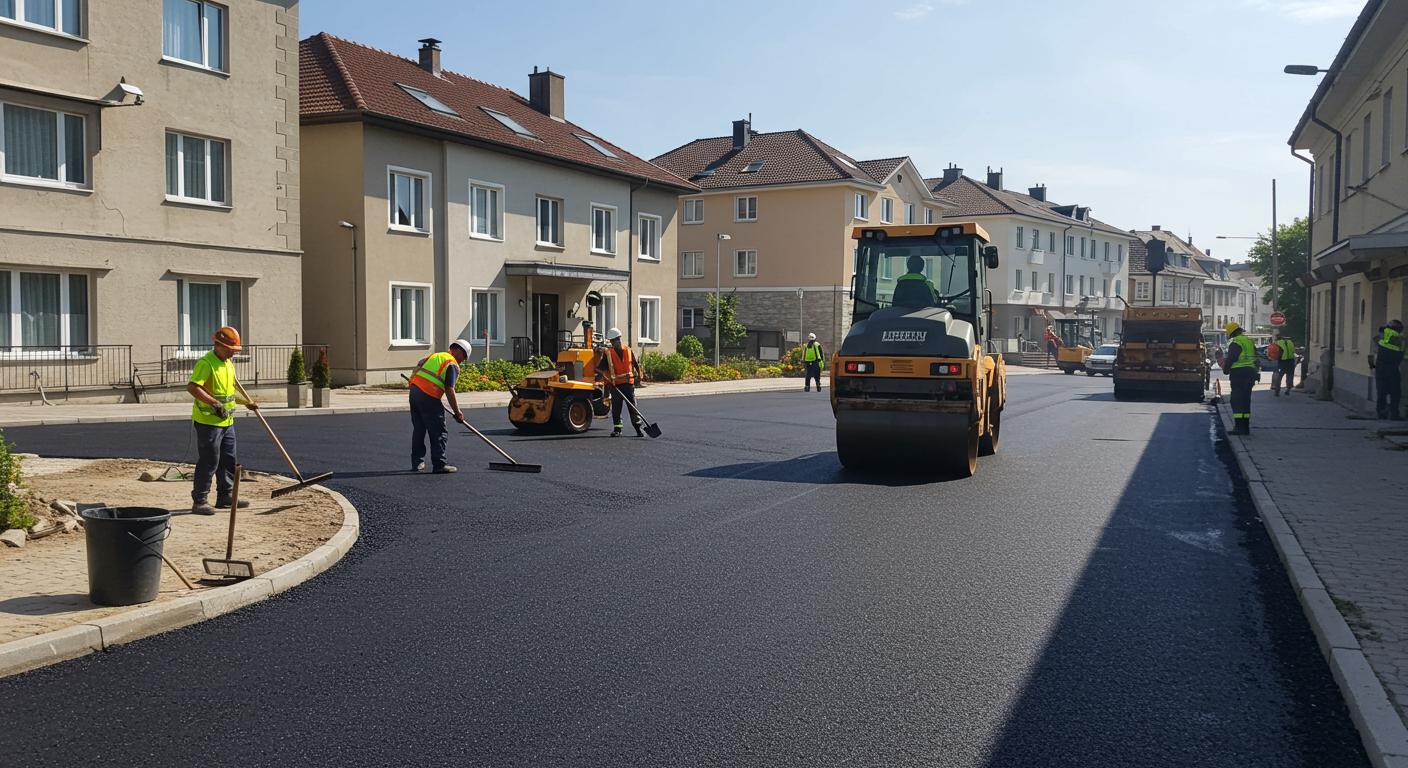 Асфальтирование территории около гостиниц