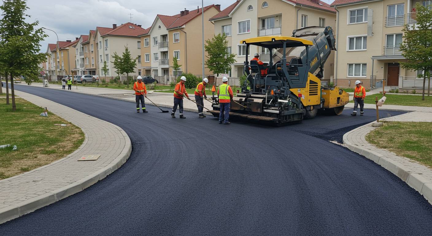 Асфальтирование возле жилых комплексов Асфальтирование возле жилых комплексов