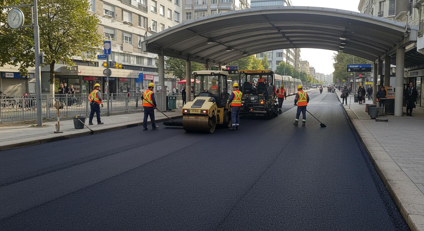 Асфальтирование городского транспортного узла