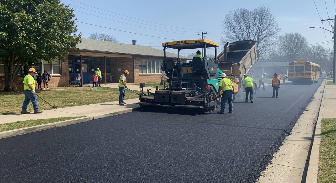 Асфальтирование перед школой