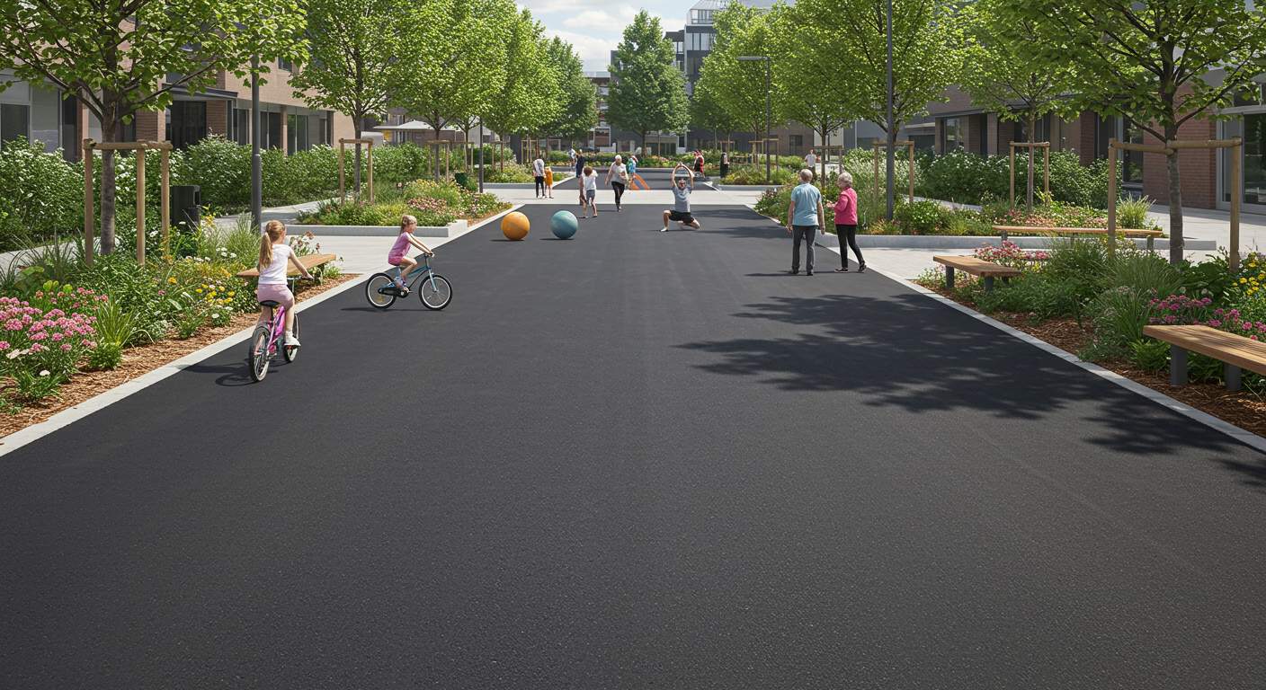 Асфальтированная уличная зона отдыха