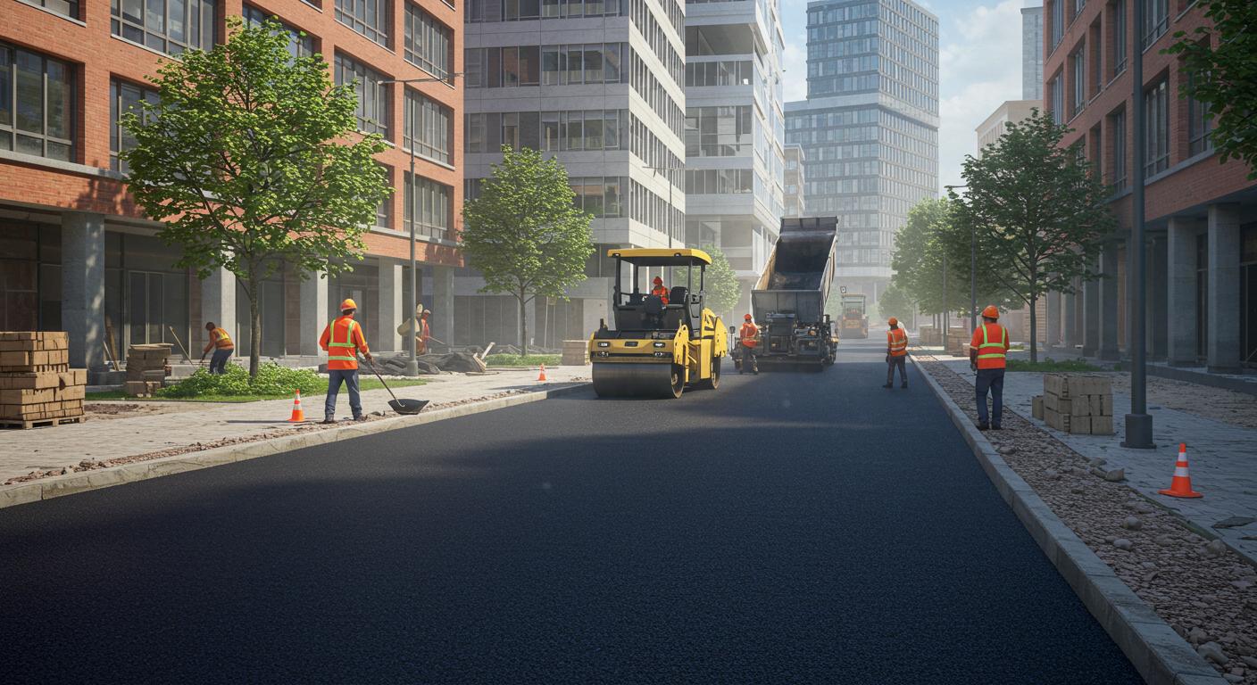 Асфальтирование территории у офисного здания Асфальтирование территории у офисного здания