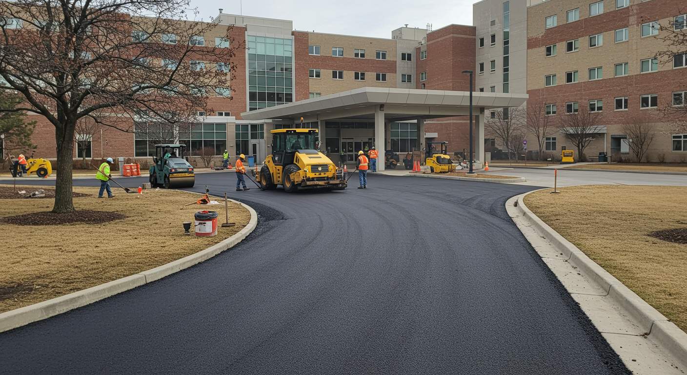 Асфальтирование территории перед больницей