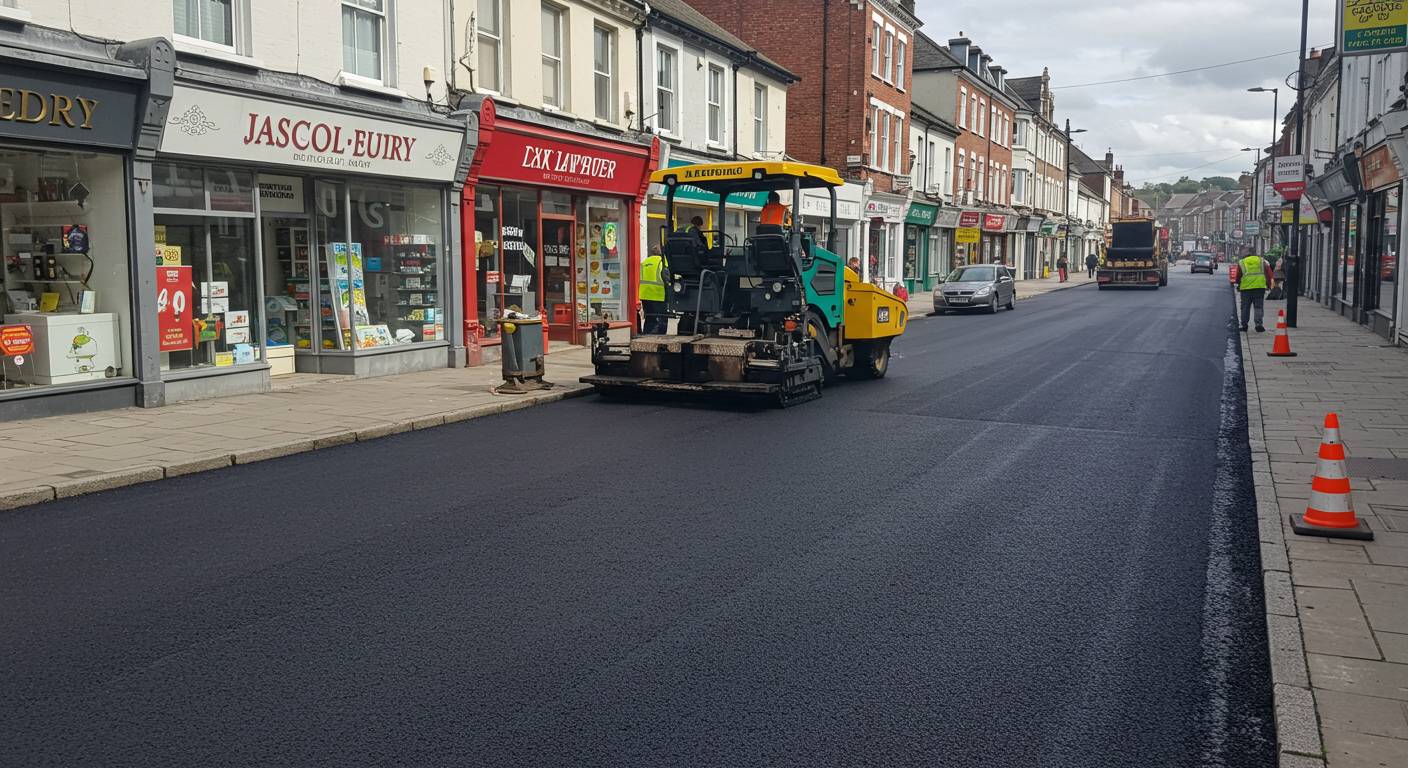 Асфальтирование территории у магазинов