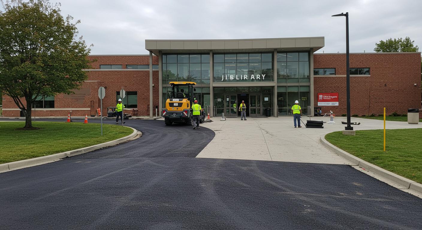 Асфальтирование территории возле библиотеки Асфальтирование территории возле библиотеки
