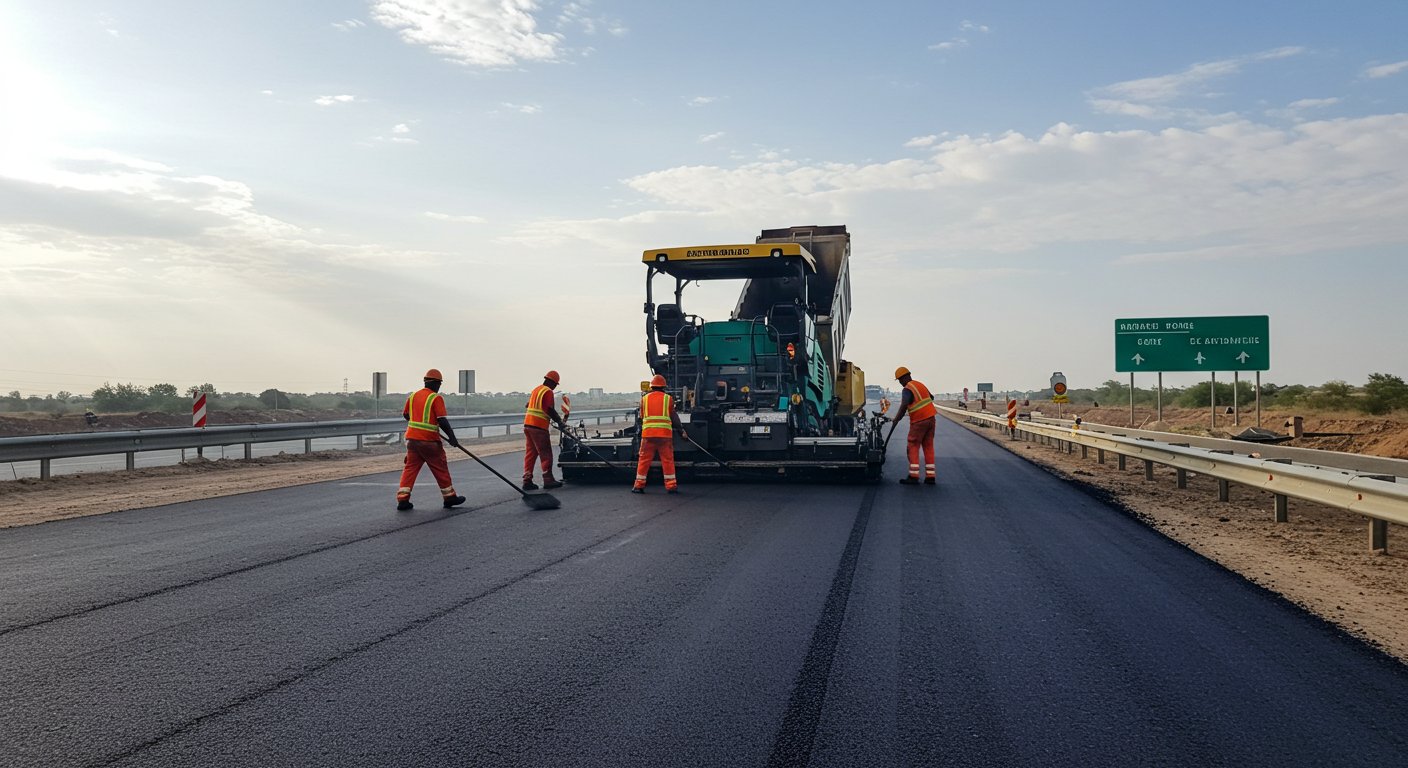 Асфальтирование дорог с технологией горячей укладки для магистралей