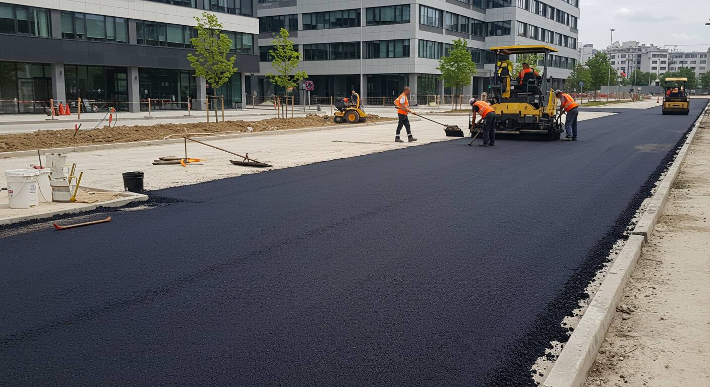 Асфальтирование территории рядом с офисами