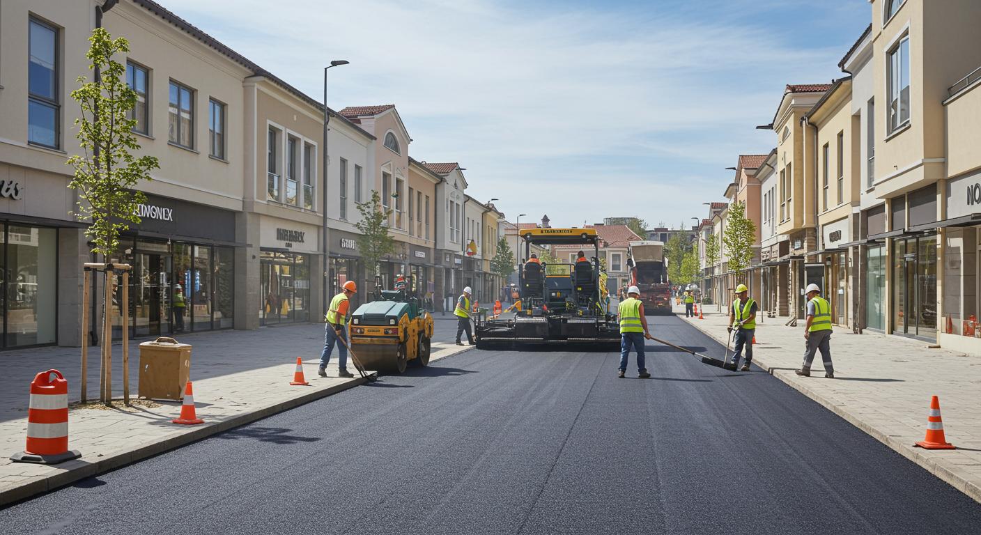 Асфальтированная территория торговых рядов