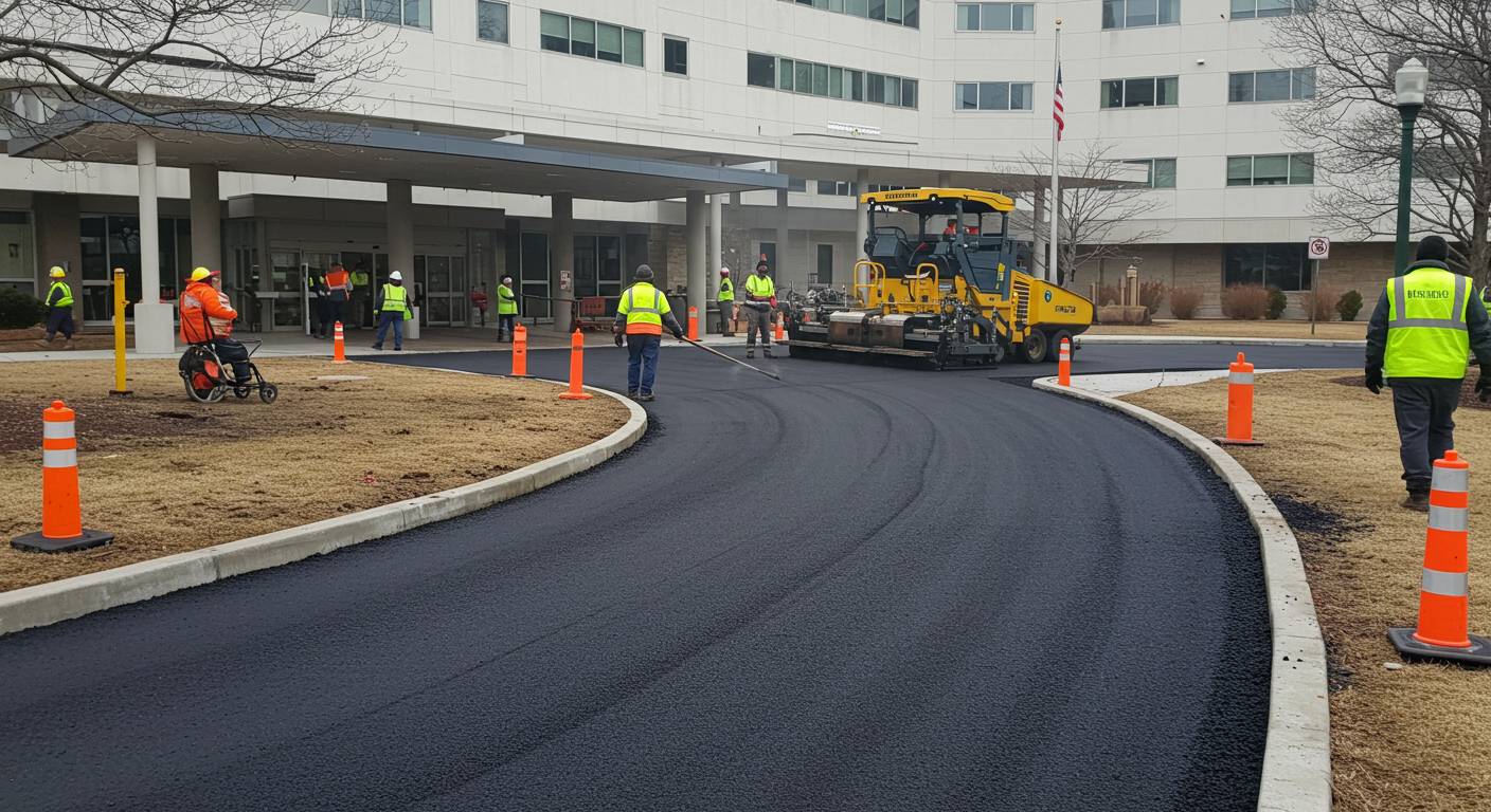 Асфальтирование территории возле больниц