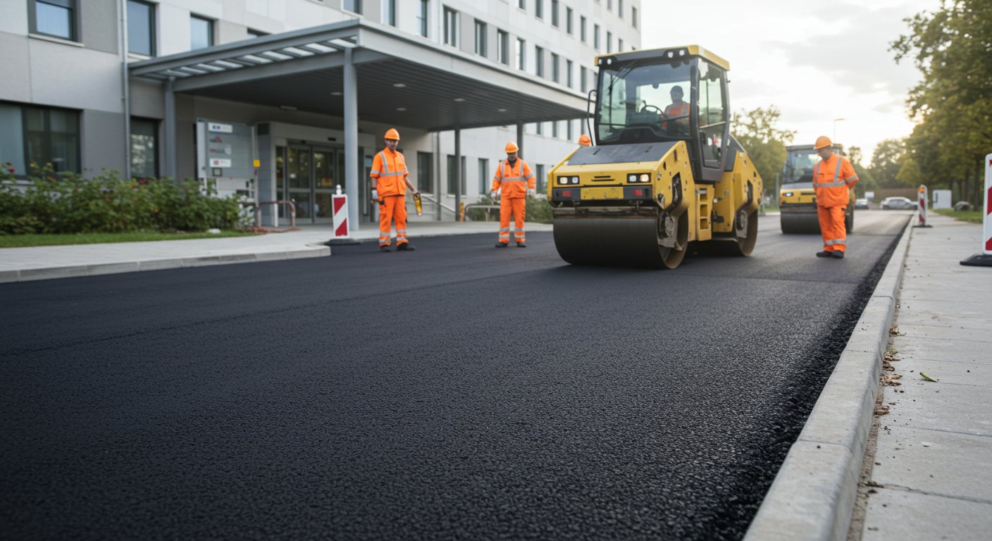 Асфальтирование территории возле больниц Асфальтирование территории возле больниц