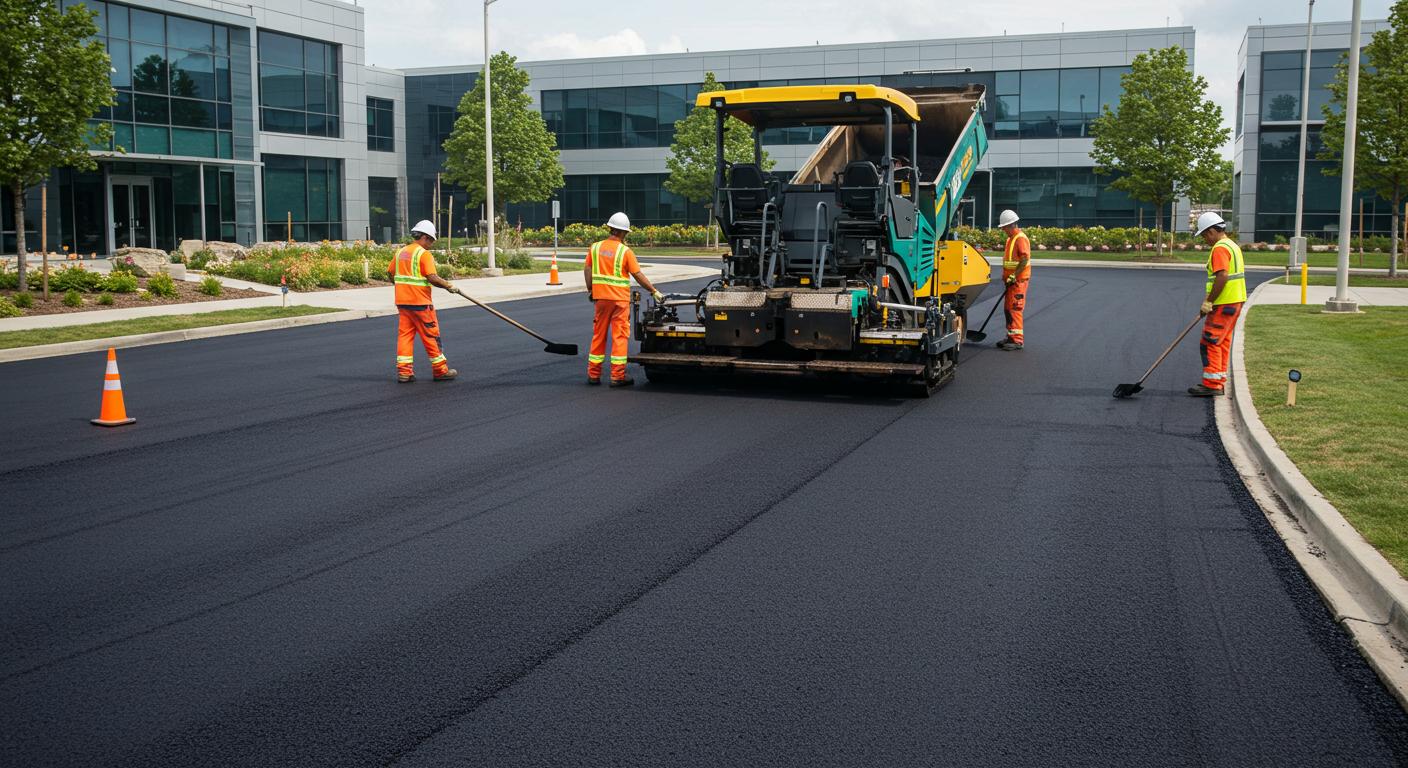 Асфальтирование территории бизнес-парка Асфальтирование территории бизнес-парка