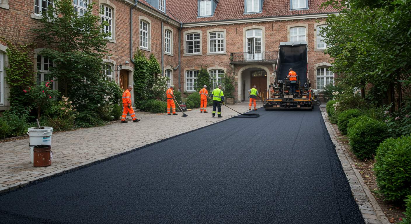 Асфальтирование дворового проезда с освещением Асфальтирование дворового проезда с освещением