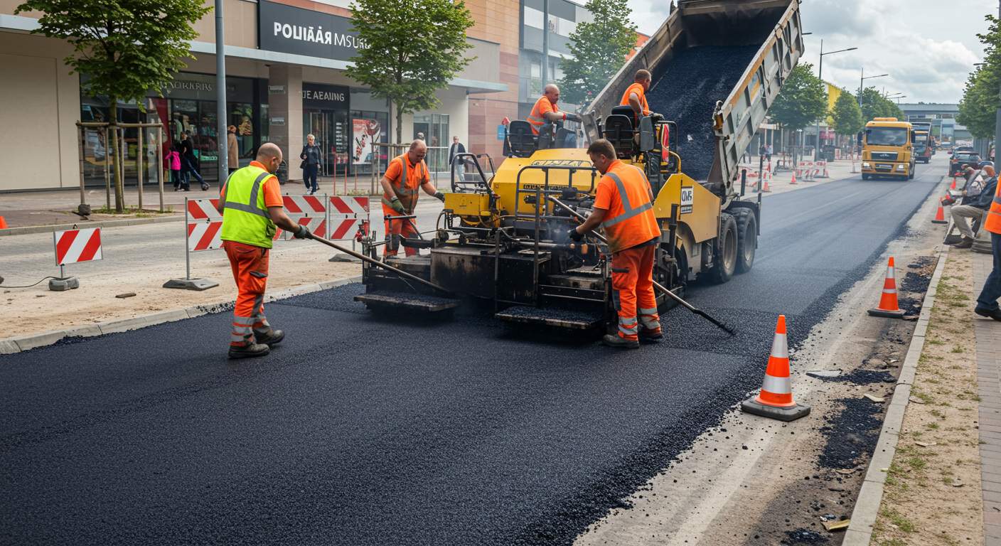 Асфальтирование площадки возле торгового центра