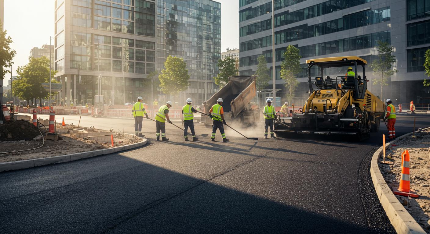 Асфальтирование территории около офисных комплексов