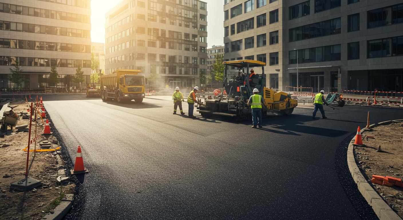 Асфальтирование территории офисного комплекса Асфальтирование территории офисного комплекса