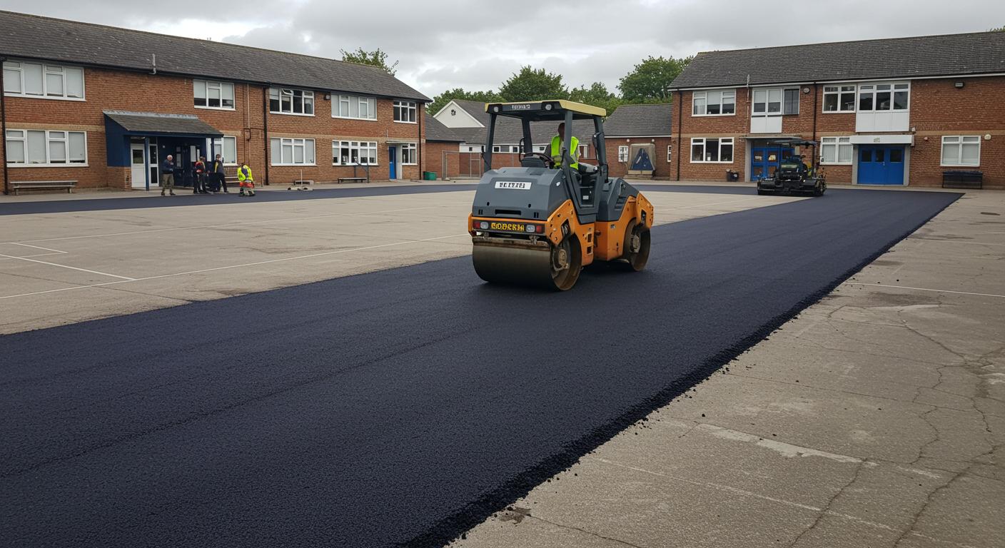 Асфальтирование школьной спортивной площадки Асфальтирование школьной спортивной площадки