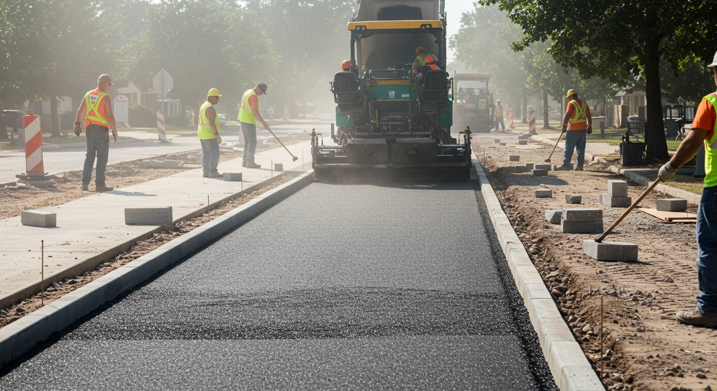 Асфальтирование дворовых тротуаров с бордюрами