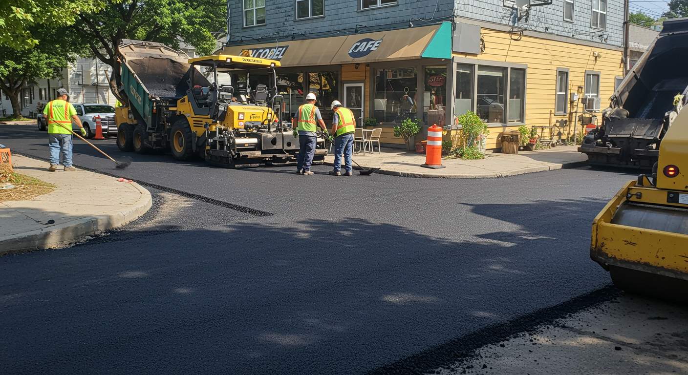 Асфальтирование уличных территорий возле кафе
