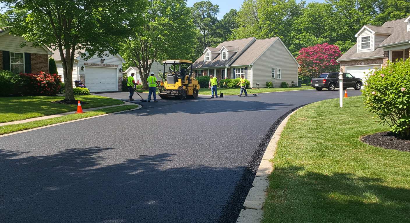 Асфальтированная дворовая зона между домами Асфальтирование дворового проезда между домами