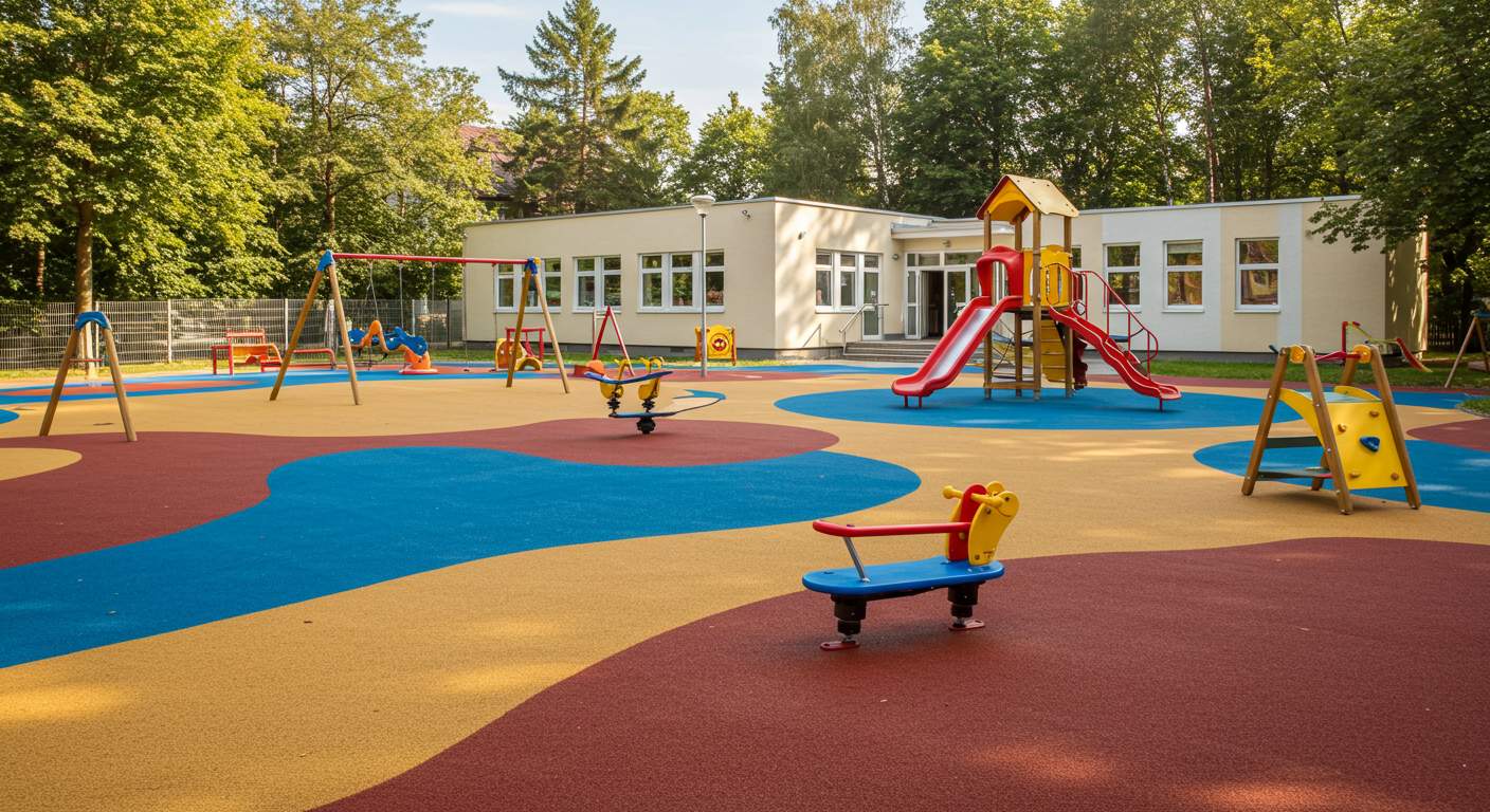 Асфальтированная площадка у детского сада Асфальтирование детской площадки