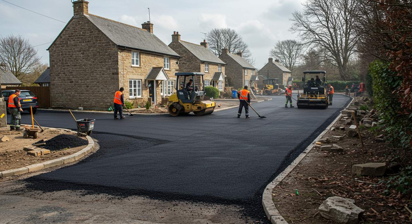 Асфальтирование подъездных дорог к коттеджам